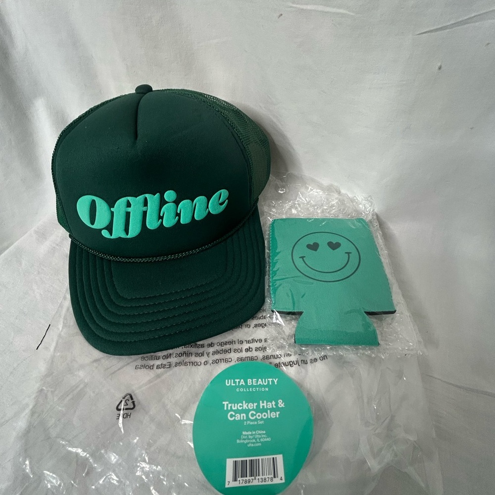 Ulta‎ Beauty “Offline” trucker Hat & Can Koozie set